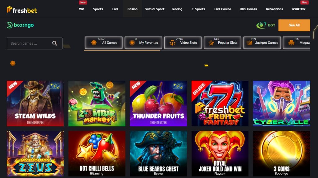 Games at FreshBet Casino
